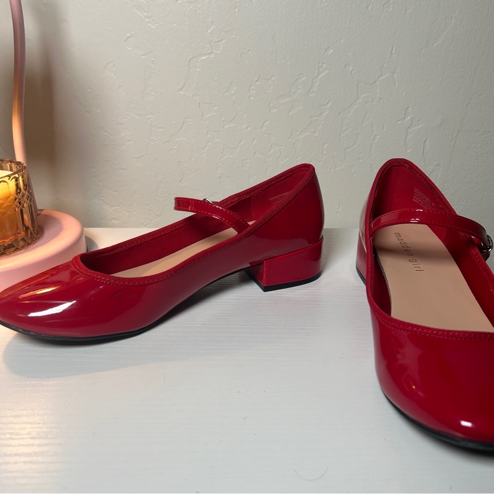 Red Patent Mary Jane Flats